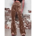 thumbnail image 5 of Pantalones largos de mujer de primavera y otoño, micropantalones de mujer europeos y americanos, pantalones anchos casuales de terciopelo dorado de cintura alta para mujer, 5 of 5