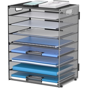 INTIGE 9-Tier Metal Mesh Desktop Organizer with Handles