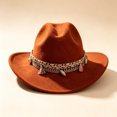 thumbnail image 5 of XIAOCHA Women's Solid Wide Brim Cowboy Hat Rodeo Cattleman Wide Brim Western Hat Farm Western Cowgirl Hat,Orange, 5 of 5