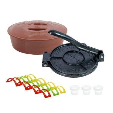 Smartcook Metal Tortillas Press 7 Inch and Plastic Warmer 8.6 Inch With Taco Holders, Rotis Press, Tortilla Makers, Tortilla Holder, Microwave Safe, Tortilla Server,Tortilla warmer with lid