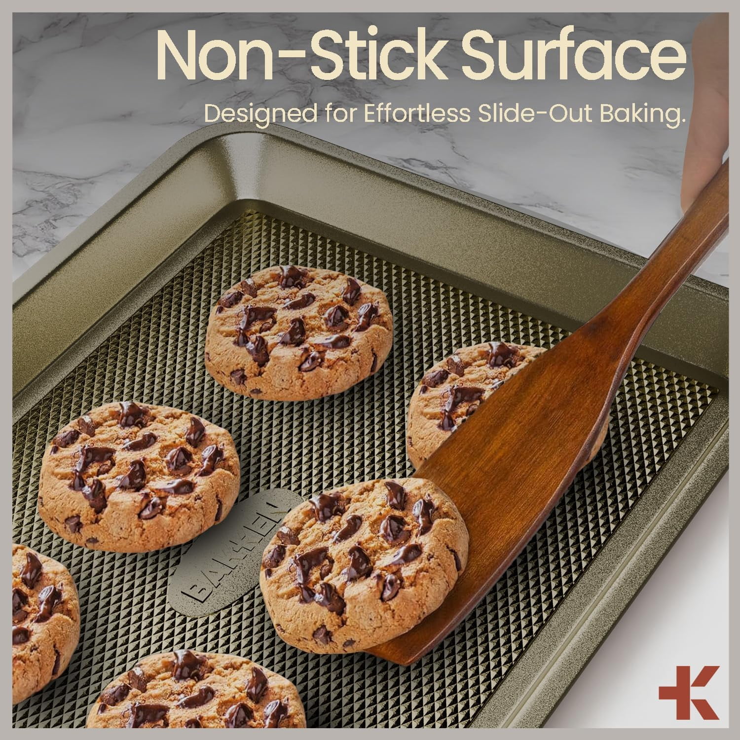 Bakken Diamond Bottom Cookie Sheet Set of 2, Nonstick Carbon Steel Baking Pans, Stackable, Oven Safe 450°F, Small & Medium