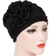 thumbnail image 1 of Bangcool Turban Cap Solid Color Beaded Adjustable Headscarf Hat Head Wrap Cap for Women, 1 of 6