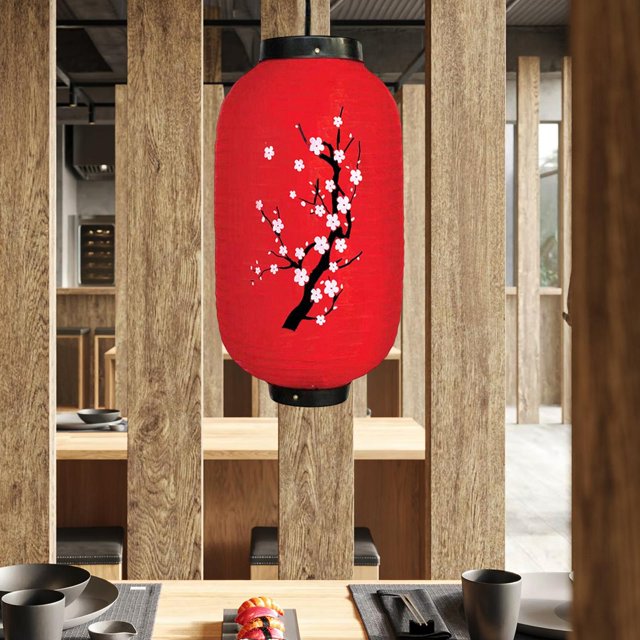 Linterna de estilo japonés tradicional, decoración de pantalla, decoración de restaurantes japoneses para restaurante de sushi, festival, celebración RojoFondoPequeñoFloral Fernando linterna japonesa