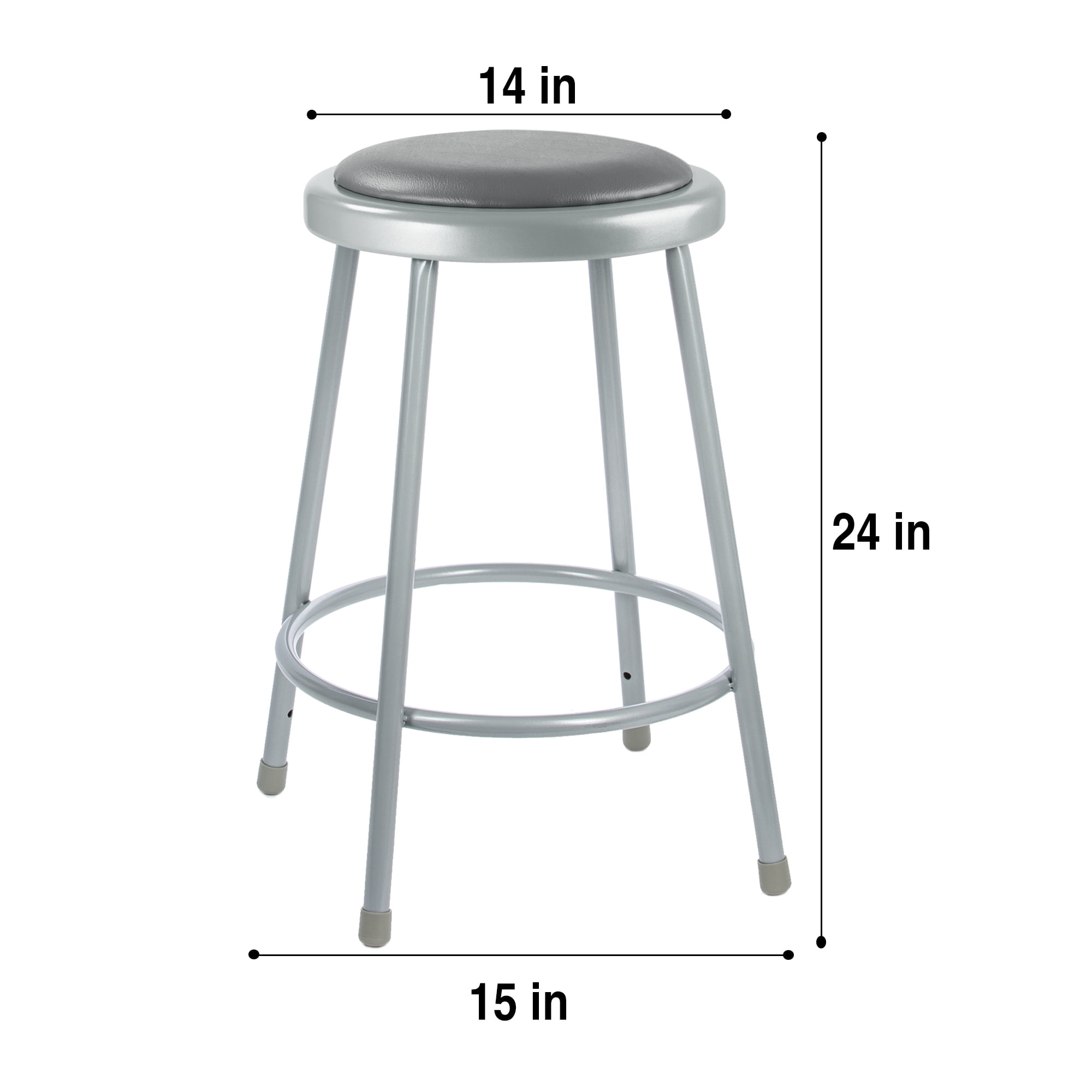 Hampden Furnishings Otto Collection 24" Padded Science Stool, Grey, Pack of 2