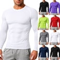 thumbnail image 2 of Mens Compression Shirts Raglan Long Sleeve Slim Fit Crew Neck Tops Workout Athletic Quick Dry Base Layer Gym Tees White S, 2 of 9