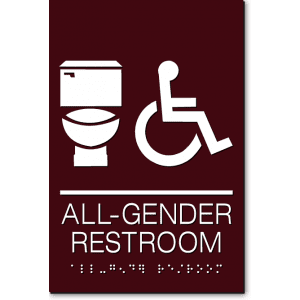 

ALL GENDER RESTROOM Accessible Toilet Sign-Brown / White (3 Units)