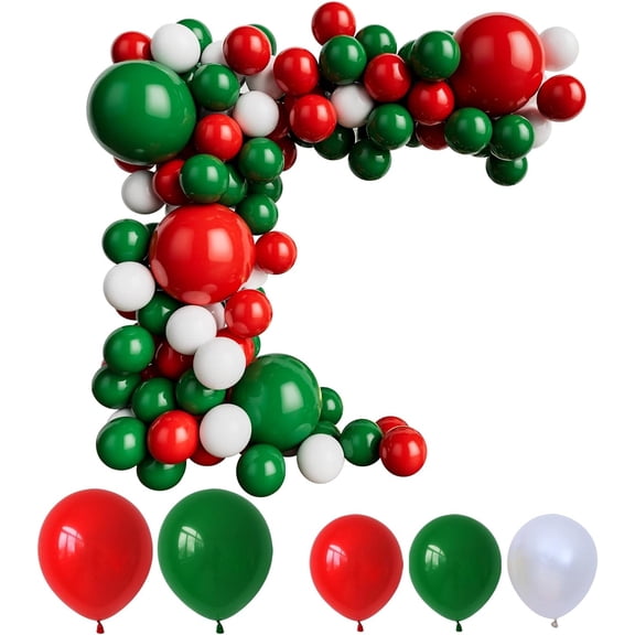 Red Green and White Balloon Garland for Birthday Baby Shower Wedding Graduation Christmas Party Decoration
