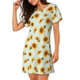 thumbnail image 2 of Wukai Vintage White Polka Dot Sunflower Print Women's Loose Short Sleeve Nightgown, Soft Sleep Dress for Comfortable Relaxation, Casual Lounge Wear, 2 of 6