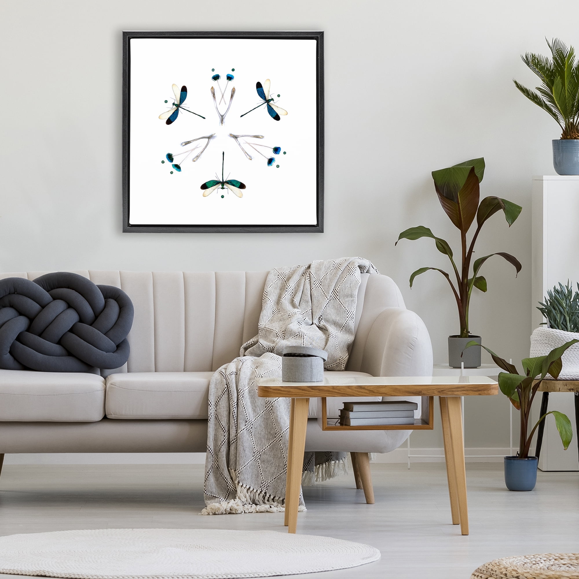 Stupell Industries Simple Dragonfly Symmetry Black Framed Floater Canvas Wall Art, design by Beth Adoette