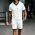 thumbnail image 3 of Gytharion 2 Piece Summer Tracksuits for Men V Neck Short Sleeve Shirt with Drawstring Elastic Waist Shorts Sets Soild Color Athletic Outfits, 3 of 8