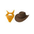 thumbnail image 2 of Yruioon Kids Western Cowboy Accessory Bandanna Scarf with Hat Outfits Cosplay Fancy Party Dress Up Yellow One Size, 2 of 3