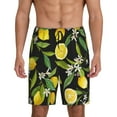 thumbnail image 2 of Picia Lemon Fruits Flowers Leaves Pajama Shorts for Men, Men's Pajama Bottoms, Sleepwear,Short Pajama Pants-3X-Large, 2 of 9