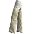 thumbnail image 7 of Jxximdong Pants for Women High Waisted Flower Patterned Wide Leg Pants Lightweight And Loose Casual Colorful Pants Beige L Trousers, 7 of 7