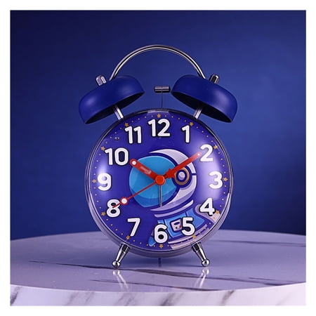 Cute Alarm Clock for Heavy Sleepers with Backlight, Metal 4 Inches Twin Bell Battery Operated Alarm Clocks