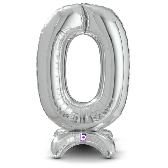 25 inch Standups Number 0 - Silver (Air-Fill Only) Foil Mylar Balloon - Party Supplies Decorations