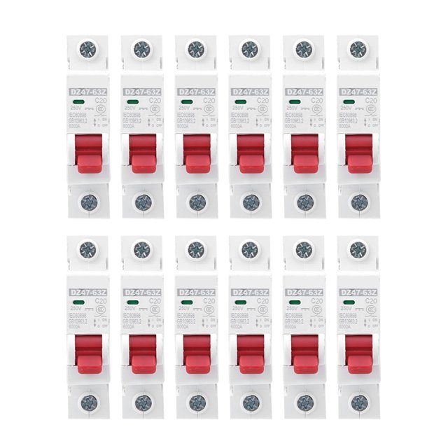 12pcs DZ47-63Z DC250V 1P MCB Circuit Breaker Air Switch Circuit Protection for Photovoltaic20A