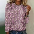 thumbnail image 1 of ICHUANYI Clearance Fashion Women Casual Long Sleeve Printed Round Neck Loose T-Shirt Blouse Tops(Hot Pink, S) ICHUANYI WER2023081114028, 1 of 4