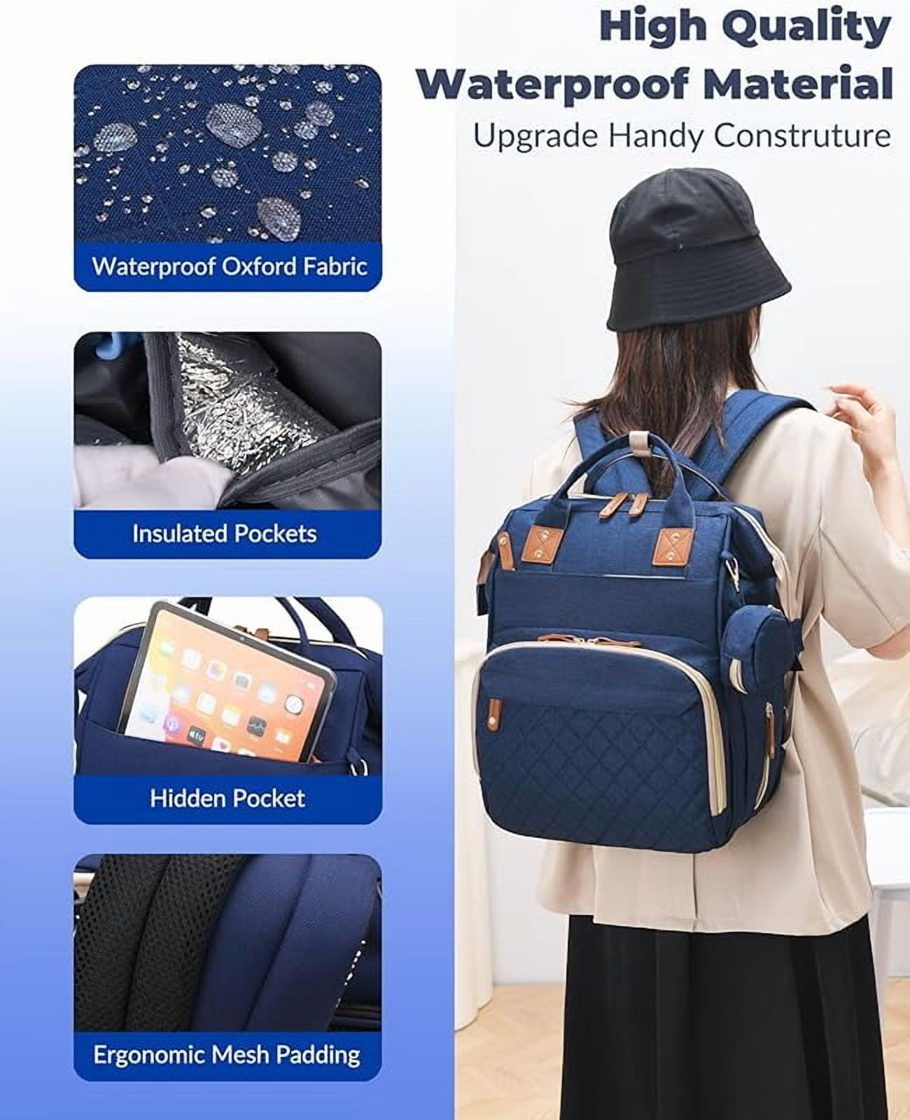 Diaper Bag with Changing Station, Waterproof 3 in 1 Baby Diaper Backpack with Foldable Changing Pad, Large Travel Back Pack for Baby Girl Boy, Baby essentials