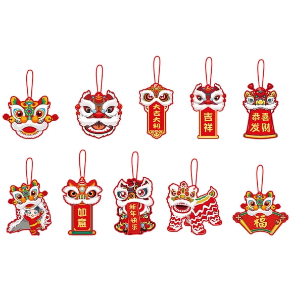 WEUVEB 10-Pack Red Paper Chinese Dragon Decorations for Lunar New Year and Spring Festival Party Decor