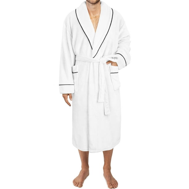 PAVILIA Mens Soft Robe, Plush Warm Bathrobe for Men, Long Spa Robe with