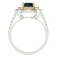 thumbnail image 4 of Clara Pucci 14K White/Yellow Gold Solid Gold LondonBlueTopaz Halo Anniversary Ring for Women - 1.615 cttw Round Cut, 4 of 8