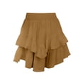 thumbnail image 7 of Gamivast Skirts for Women High Waisted Elastic A-Line Ruffle Skirt Flowy Tiered Solid Flattering Beach Skirt Casual Vacation Holiday Travel Daily Wear Khaki S, 7 of 7