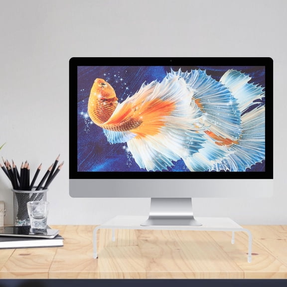Toyandona White Laptop Stand with Desktop Monitor Shelf, Multi-Functional Iron Organizer for Office and Home Use