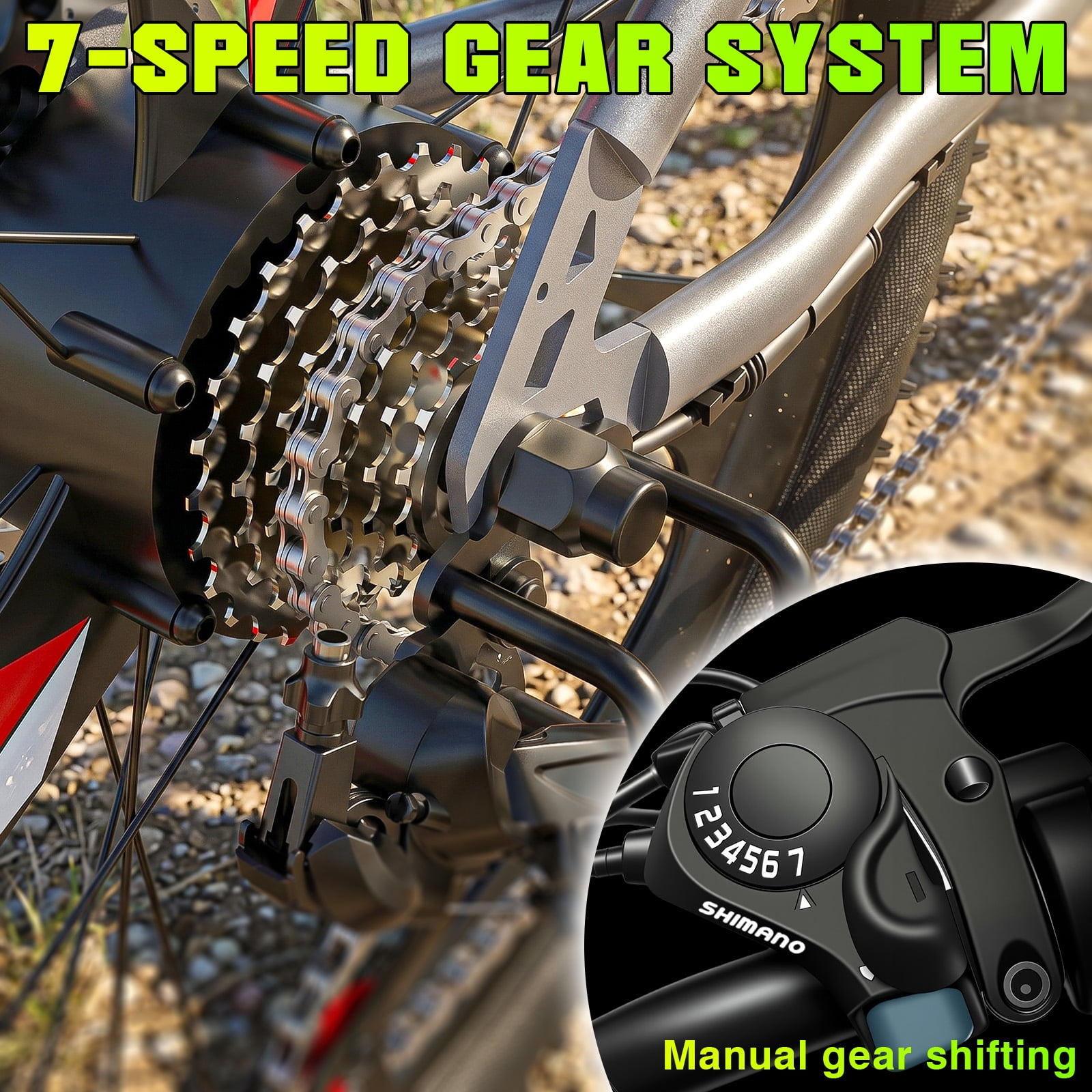 Electric Bike for Adults, 26" Commuter Ebikes with 7-Speed Gears, 25MPH, 720W Peak Motor, Removable Battery, 50 Miles Range, Electric Mountain Bicycle for All Terrain UL2849
