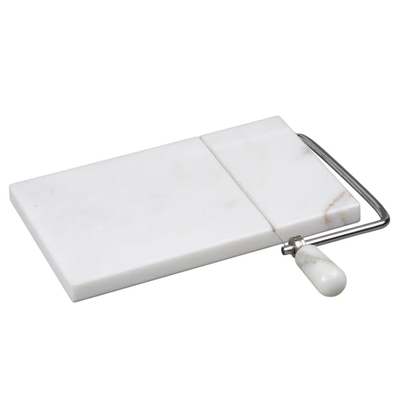 Creative Home Natural Marble Stone Cheese Slicer Butter Cutter with Replacement Wire, 5" L x 8" W, Off-White (color may vary)