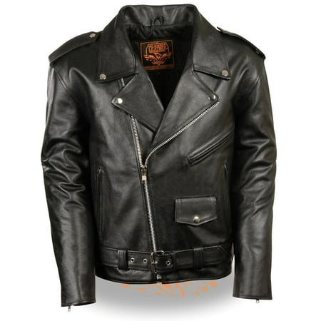 Milwaukee Leather Men's Classic Police Style Black Leather Motorcycle ...