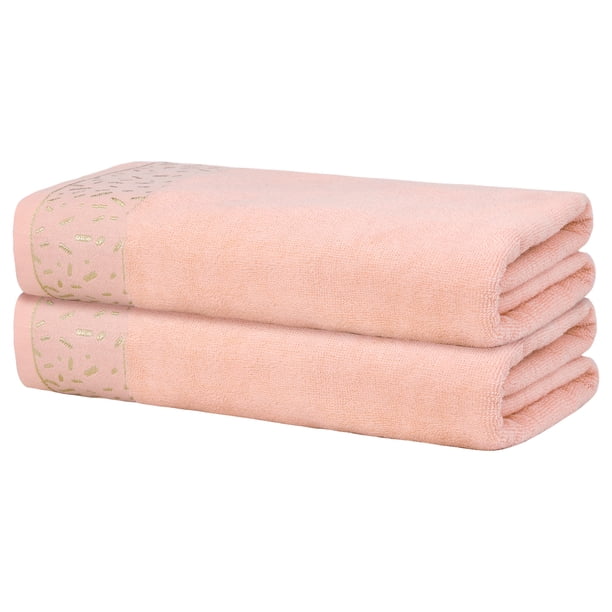 Juego de toallas de baño REGALWOVEN Pack de 2, toallas de baño suaves y altamente absorbentes, toallas de secado rápido para el cuerpo, rosa-1 28' x 56'