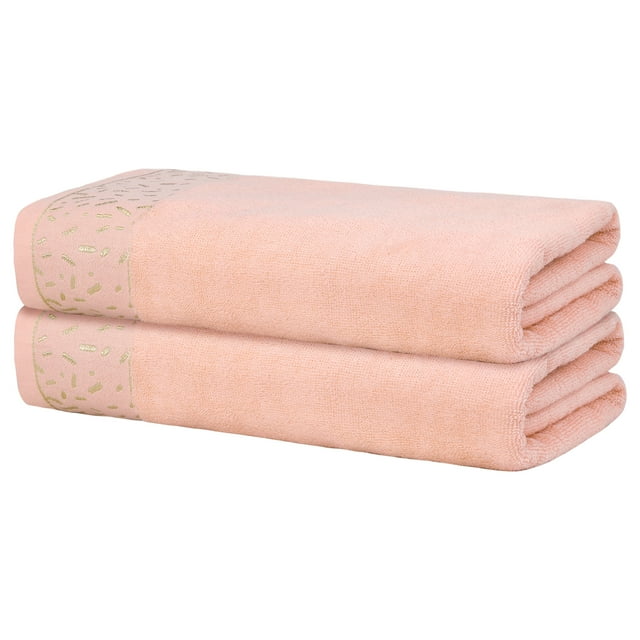 Juego de toallas de baño REGALWOVEN Pack de 2, toallas de baño suaves y altamente absorbentes, toallas de secado rápido para el cuerpo, rosa-1 28' x 56'