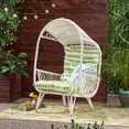thumbnail image 2 of Maurice Outdoor Wicker Standing Basket Chair with Cushion, White, Green, 2 of 10