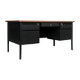 thumbnail image 2 of Flash Furniture Commercial Grade 30x60 Double Pedestal Desk with 5 Locking Drawers, Walnut Top and Black Frame, 2 of 13