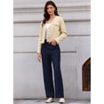 thumbnail image 4 of DARING DIVA Women's Tweed Long Sleeve Button Down Cropped Blazer S Apricot, 4 of 6