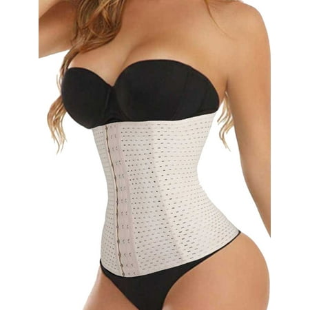 FANNYC Women s Super Firm Shapewear Waist Trainer Body Shaper Tummy Control Corset Girdle Cincher Waist Trimmer Fat Burning Underbust Up To Size 6XL  Black/Apricot