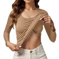 thumbnail image 2 of Lixiuxyad Casual T-Shirts Cute Seamless Moda Long Sleeve T Shirt With Built In Bra For Yoga Fitness And Everyday Comfort,Yellow, 2 of 4
