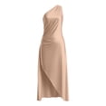 thumbnail image 4 of EliteGoogv Womens One Shoulder Dresses Asymmetrical Pleated Slit Satin Dresses For Women Slim Fit Side Slit Summer Dresses Evening Wedding Guest Dresses Beige, 4 of 5