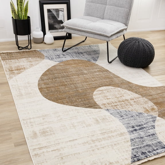 Rug Branch Contemporary Distressed, Geometric Cream Indoor Area Rug - 5' x 8'