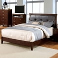 thumbnail image 3 of Bed Frame King Size Bed Brown Cherry Solidwood 1pc Bed Bedroom Button Tufted Headboard Contemporary Furniture, 3 of 7