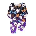 thumbnail image 2 of Spooky Family Pajamas Set Crew Neck Long Sleeve, Stretchy Halloween Family Pajamas with Ghost Web Print, Fun Matching Halloween Pajamas for Trick or Treat Night, 2 of 4