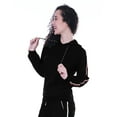 thumbnail image 4 of Moomaya Women's Solid Blue Hoodie Casual Full Sleeve Jogger Top Pullover, 4 of 9