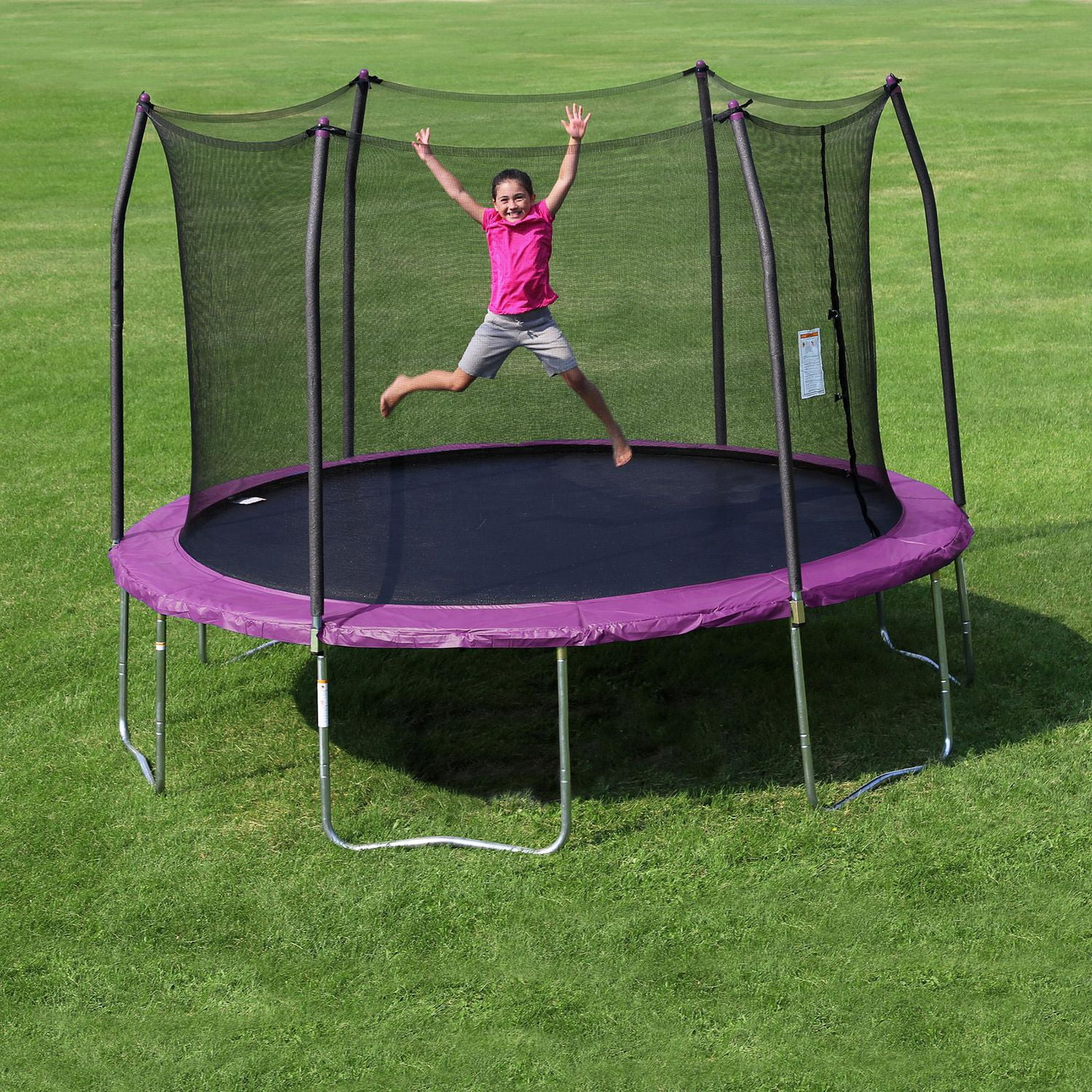 SKYWALKER TRAMPOLINES 12 FT, Round, Purple Outdoor Trampoline for Kids with Safety Enclosure Net and Spring Pad, ASTM Approval, Rust Resistant