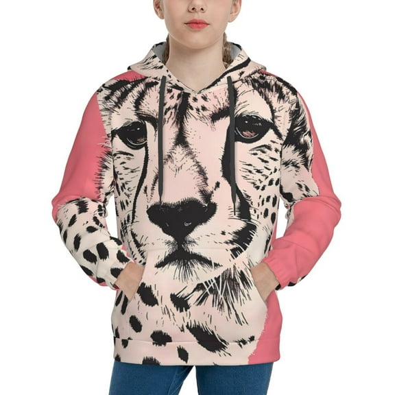 Kdxio Pink Cheetah Art Pattern Boys Athletic Unisex Boys Girls Hoodie with Pocket Sweatshirts-Small