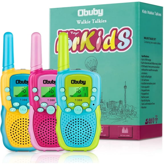 Toys for 3-12 Year Old Boys Walkie Talkies for Kids 22 Channels 2 Way Radio Gifts Toys with Backlit LCD Flashlight 3 KMs Range Gift Toys for Age 3 up Boy and Girls to Outside , Hiking, Camping