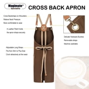 Magimate Utility Apron for Professionals and Hom Cooking, Adjustable Cross Back Strap, Large Pocket, Canvas Chef Apron - Brown