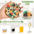 thumbnail image 2 of Yayeee 6 PCS Drink Coasters with Holder Set Woven Absorbent Round Tabletop Hot Pad, Beige Geometric, 2 of 7