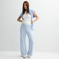thumbnail image 4 of Juniors' Pink Republic Wide Leg Lounge Pants Color: Stone White Stripe Size: X SMALL, 4 of 4