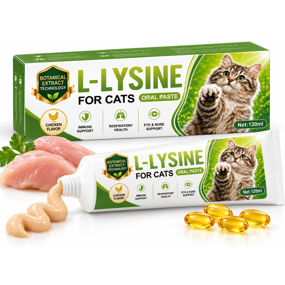 COPEAKY L-Lysine for Cats Oral Paste, Chicken Flavor Cat Supplement Paste, Daily Cat Wellness Support, Easy Serve Squeeze Tube, 120ml