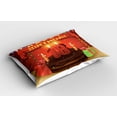 thumbnail image 2 of Ambesonne Burgundy Pillow Sham, Happy Birthday Cake, 26" X 20", Red and Burgundy, 2 of 2